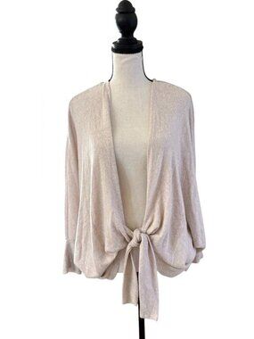 Women's Tie Front Cardigan Sweater Ballet Core Minimalist Neutral Size Large